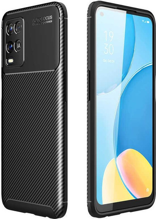 Oppo A54 4G Kılıf Darbe Emici Uzun Ömürlü Parmak İzi Yapmaz Karbon Tasarım Negro Kılıf