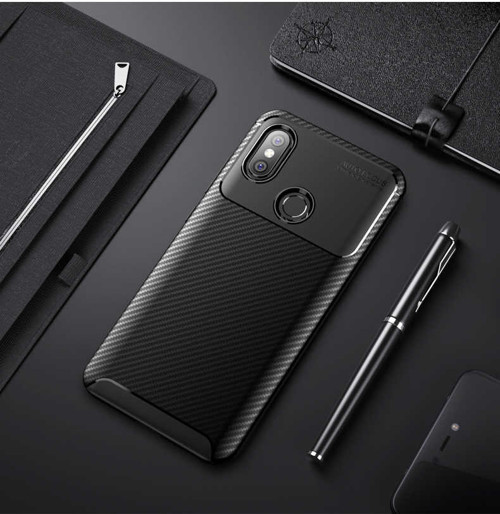 Xiaomi Redmi Note 6 Pro Kılıf Darbe Emici Uzun Ömürlü Parmak İzi Yapmaz Karbon Tasarım Negro Kılıf