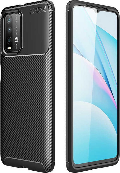 Xiaomi Redmi Note 9 4G Kılıf Darbe Emici Uzun Ömürlü Parmak İzi Yapmaz Karbon Tasarım Negro Kılıf
