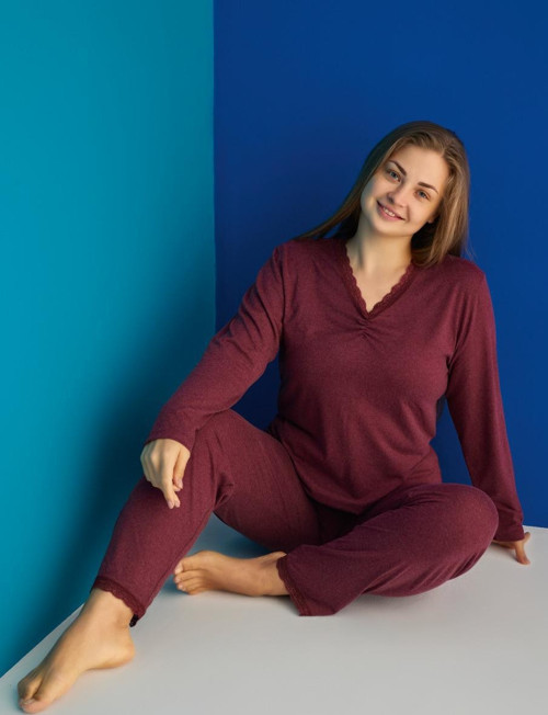 Büyük Beden Uzun Kollu Viskon Anne Pijama Takımı- Anneler Günü Özel Serisi