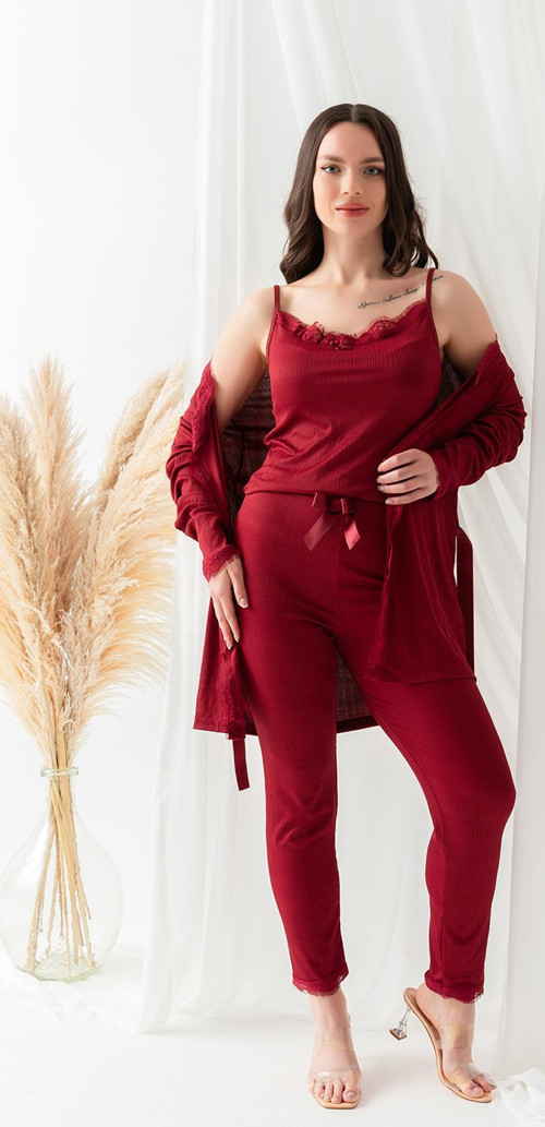 Sabahlıklı Dantel Detaylı Pegasus Kadın Pijama Takımı-Çeyizlik Takım- Geniş Beden Aralığı
