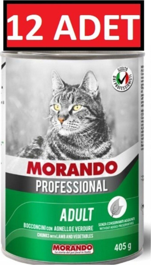 Kuzulu Ve Sebzeli Parça Etli Kedi Konserve Maması 405 Gr X 12 Adet