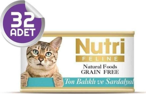 Tahılsız Ton Balık Sardalyalı Kedi Konservesi 85 Gr 32 Adet