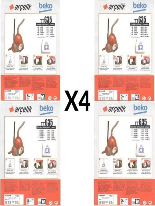 4 Paket 20 Adet Bks 1325 B Süpürge Modeli 5 Adet Toz Torbası Tt635