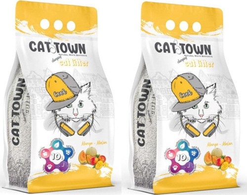 Mango Ve Kavun Kokulu Bentonit Ince Taneli Kedi Kumu 10 Lt X 2 Adet