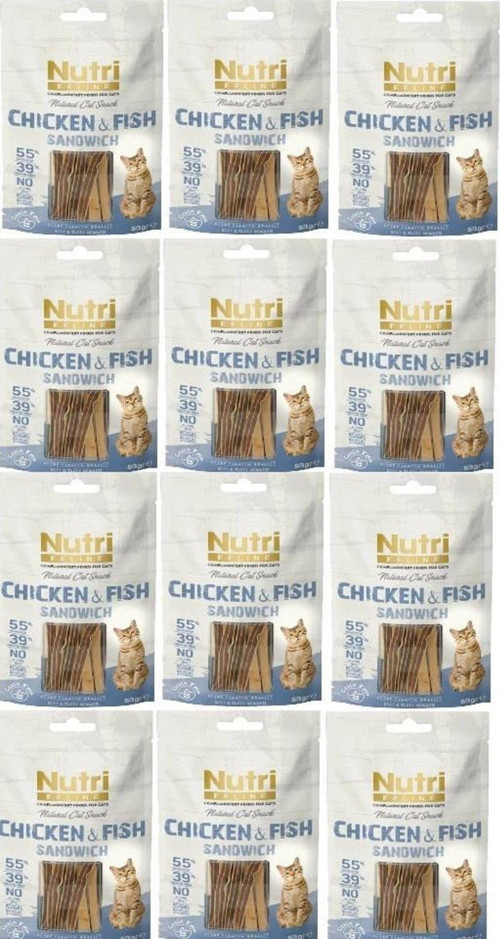 %95 Tavuk Ve Balık Etli Snack 50 Gr Kedi Ödül Maması 12 Adet