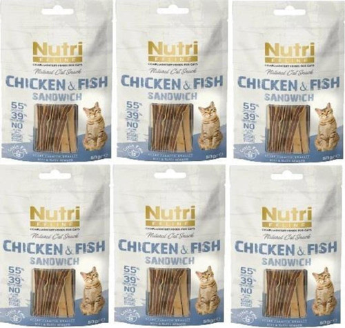 %95 Tavuk Ve Balık Etli Snack 50 Gr Kedi Ödül Maması 6 Adet