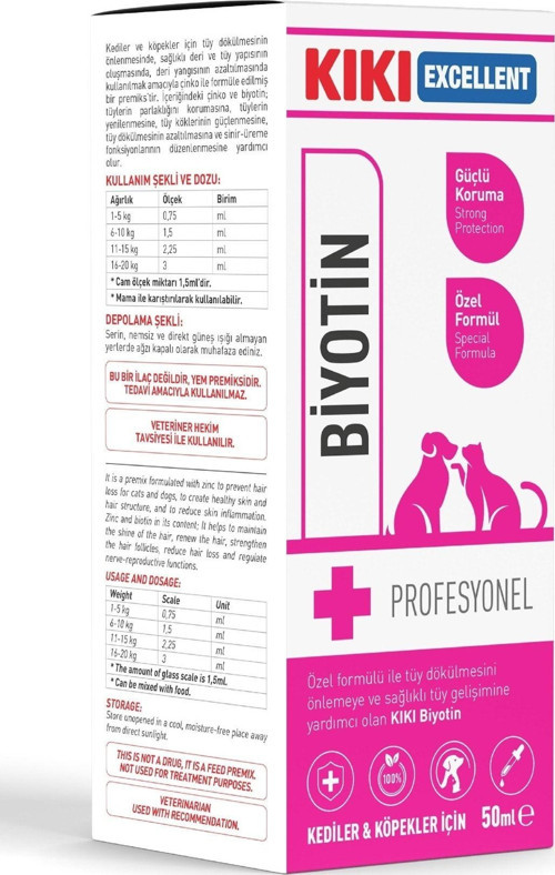 Kedi & Köpek Biotin - Kedi Ve Köpek Vitamini - Kedi Ve Köpekler Için Tüy Sağlığı Damlası - 50 Ml.
