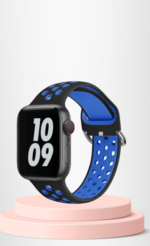 Apple Watch 42 44 45 49 Mm/L Kordon Kayış Bileklik Delikli SİYAH-LACİVERT