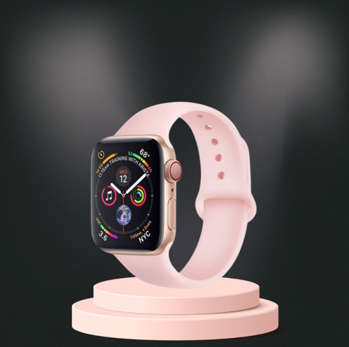 Apple Watch 42 44 45mm/S A Kalite Kordon Kayış Bileklik Klasik Kaliteli Silikon Kordon PEMBE