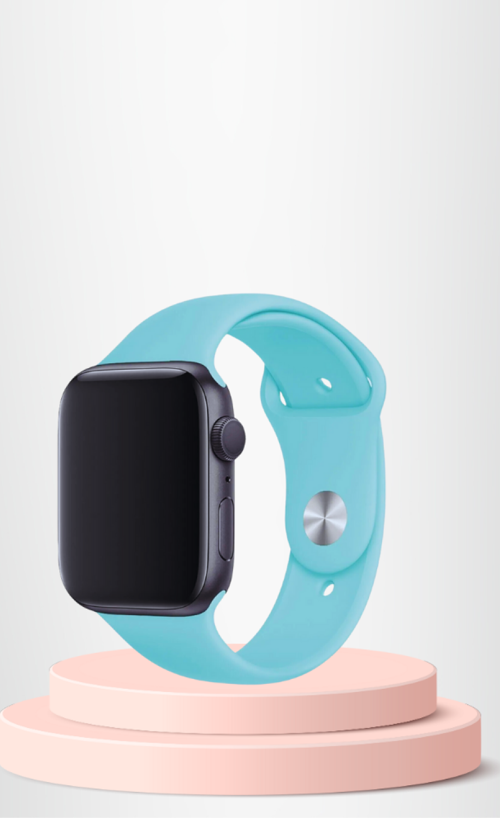 Apple Watch 42 44 45mm/S A Kalite Kordon Kayış Bileklik Klasik Kaliteli Silikon Kordon TURKUAZ