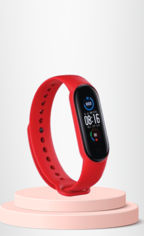 Mi Band 5-6 Uyumlu Silikon Kordon M5-M6 Uyumlu KIRMIZI