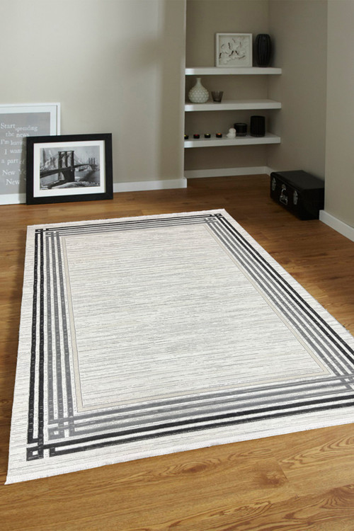 4m2-6m2 Bambu Tarz Modern Sık Dokuma Halı Salon Oturma Odası Mutfak Halısı Antialerjik Antrasit 08