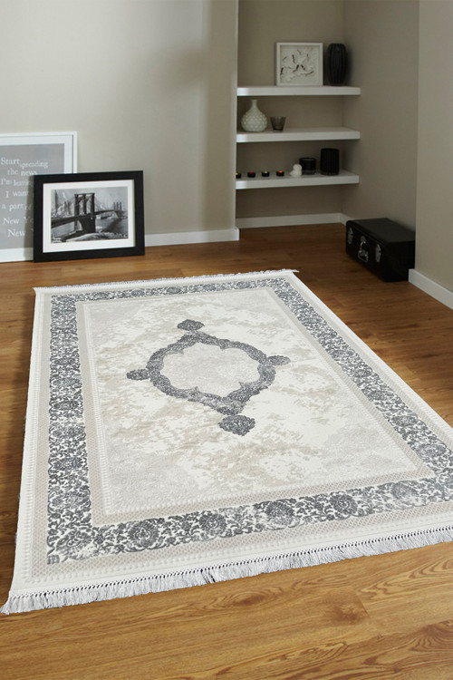 4m2 - 6m2 Modern %100 Akrilik (Yün) Salon Oturma Odası Mutfak Halısı Yumuşak Doku Antrasit Antrasit
