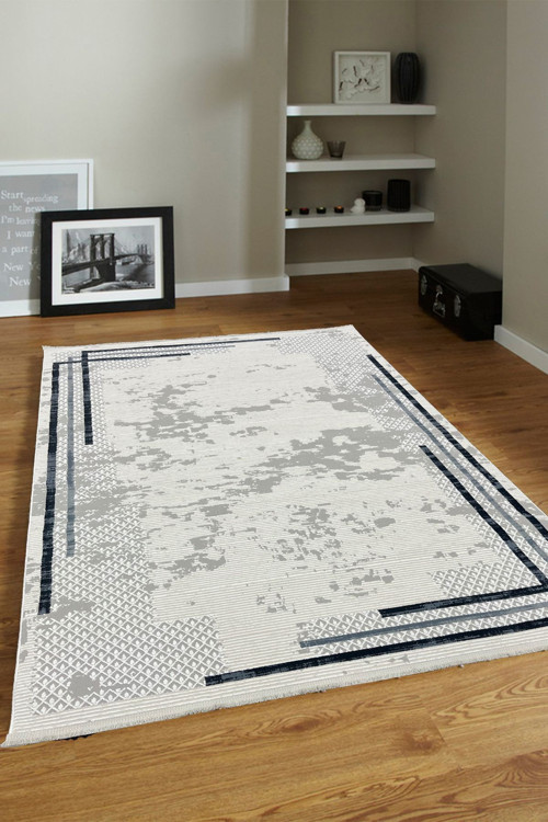4m2-6m2 Bambu Tarz Modern Sık Dokuma Halı Salon Oturma Odası Mutfak Halısı Antialerjik Gri Lacivert