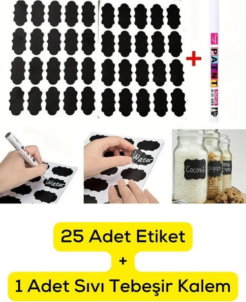 25 Adet Kavanoz Baharat Kalemli Sticker Etiketi MIT1102