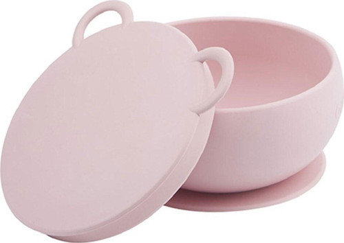 Pembe Vakum Tabanlı Silikon Kapaklı Kase 6 Ay Tek Ebat