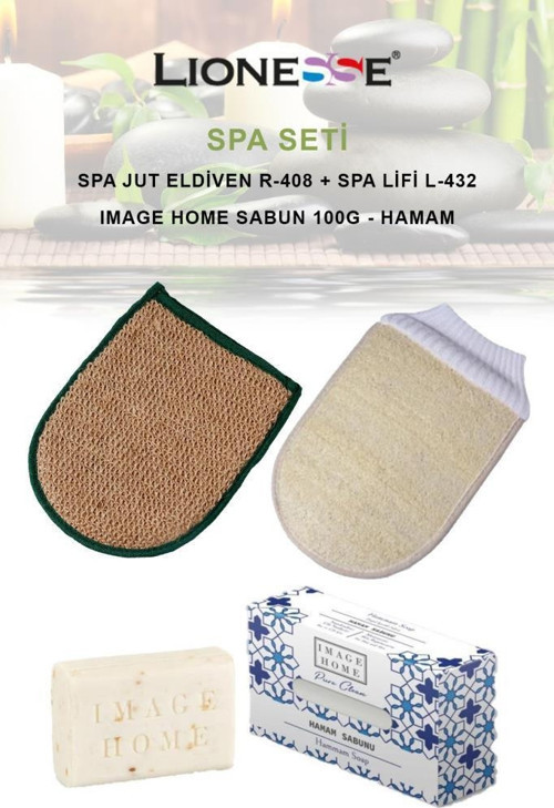 Spa Ramie Banyo Lifi R-408-Doğal Banyo Kesesi Hamam Sabunu Duş Bakım Seti
