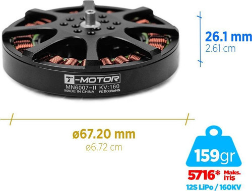 MN6007II 160KV Antigravity Outrunner Brushless Fırçasız Motor Multikopter Drone Motoru
