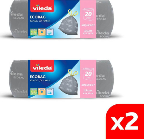 2 Paket 20 Litre Küçük Boy 15 li Büzgülü Kokusuz Çöp Torbası