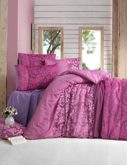 Çift Kişilik Polycotton Nevresim Takımı (Öykü Bordo)