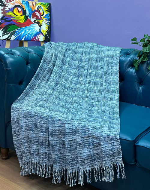Tek Kişilik Pamuklu Skoç Kırık Desen Tv Battaniyesi 150x200 CM - Lacivert