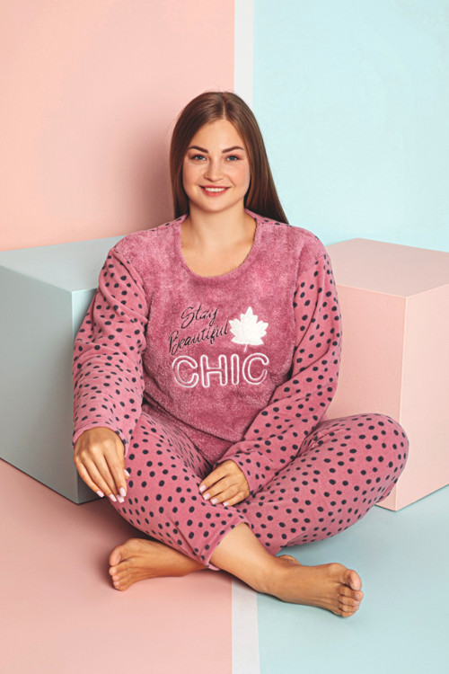 Büyük Beden Kadın Polar Peluş Pijama Takımı