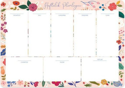 17x24 Haftalık Planner Blok - Pembe Çiçek