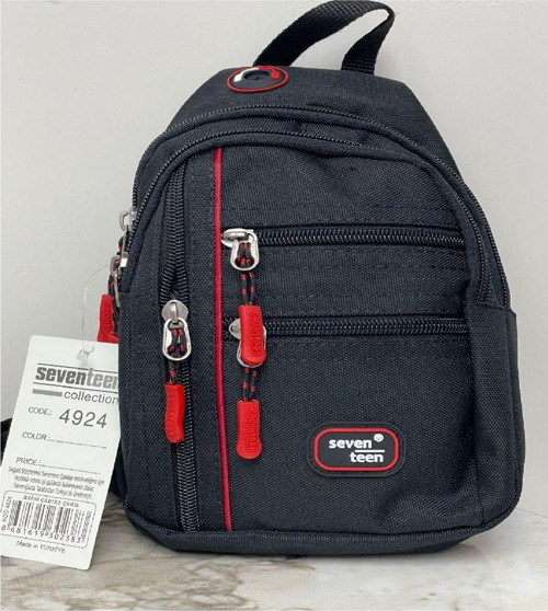 Kumaş Çapraz Askılı Sırt - Göğüs Çantası - Body Bag 4924 kırmızı çizgili