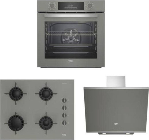 Manhattan Gri Buhar Destekli 3’lü Ankastre Set Fırın + Ocak + Davlumbaz