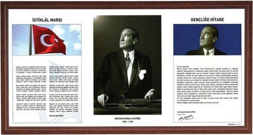 50 x 90 Lamine Çerçeve Duvara Monte 3lü Milli Levha