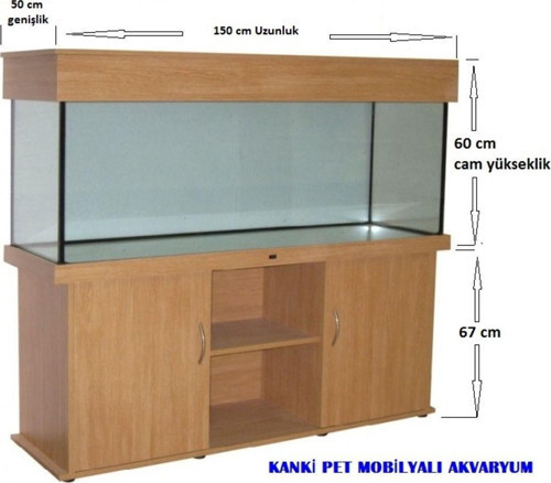 150 cm MDF Mobilyalı Akvaryum 150x50x60 Cm(Raflı)