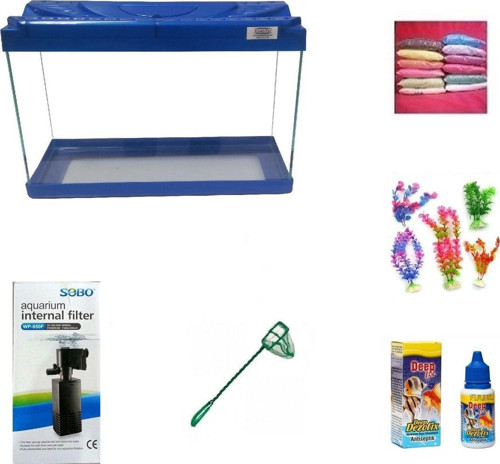 3518 Akvaryum Hazır Set Mavi 35 CM