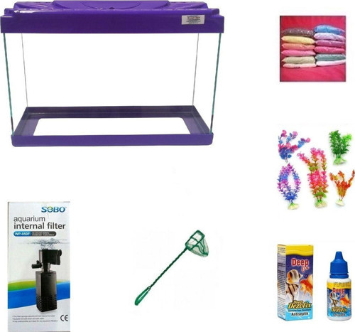 3518 Akvaryum Hazır Set Mor 35 CM