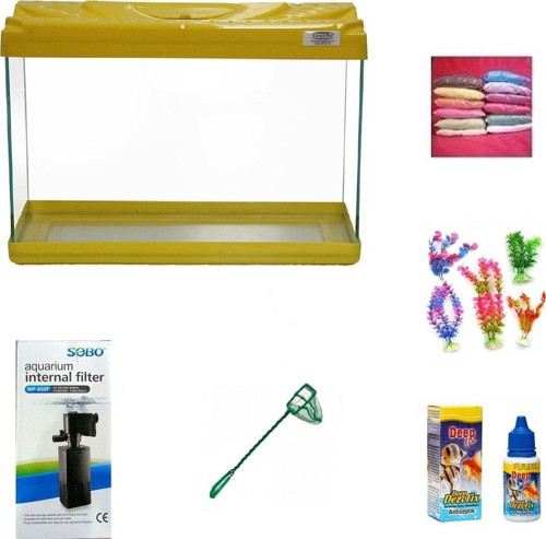 3518 Akvaryum Hazır Set Sarı 35 CM
