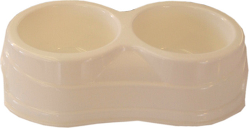 Plastik İkili Kedi Köpek Mama Su Kabı 250 + 250 ml Beyaz