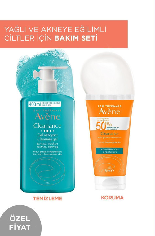 Avène Cleanance Gel Nettoyant Cleansing Gel 400 ml + Avène Cleanance Anti Blemishes Güneş Koruyucu SPF50+ 50 ml