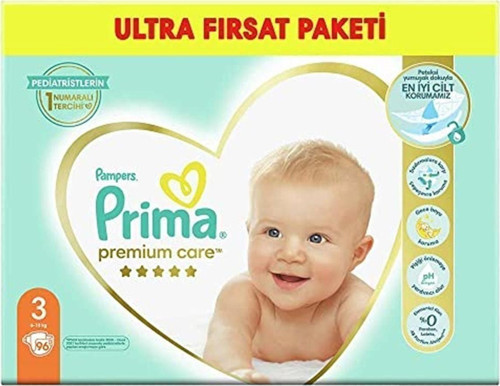 Premium Care Ultra Fırsat Paketi 6-10 Kg 3 Beden Midi Bebek Bezi (1 X 96 Adet)