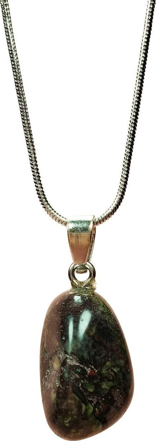Anyolit Doğal Taşı Zincirli El Yapımı Kolye Uç: 2 cm Zincir: 20 cm Kutulu
