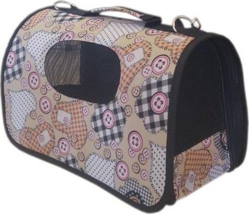 Kalp Ve Düğme Desenli Kedi Köpek Taşıma Çantası M 40-24-24 cm