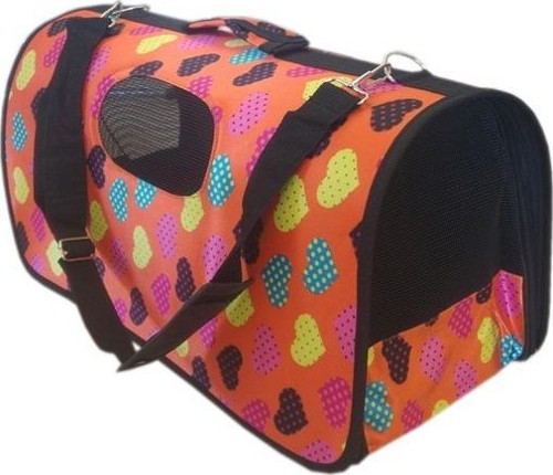 Renkli Kalp Desenli Kedi Taşıma Çantası XS 33-22-22 cm