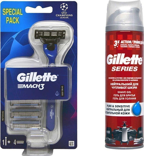 Mach3 Tıraş Makinesi + 4 Yedek Tıraş Bıçağı + Series Pure & Tıraş Jeli 200 Ml