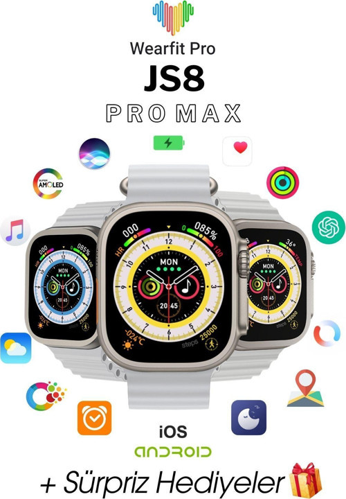 Wearfit Js8 Pro Max Akıllı Kol Saati Smart Watch Model inç 49 mm Amoled Ekran Gri