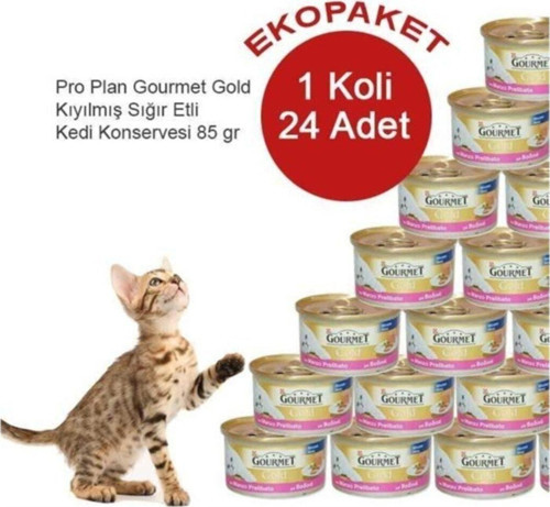 Kıyılmış Sığır Etli Kedi Konserve X 24 Adet