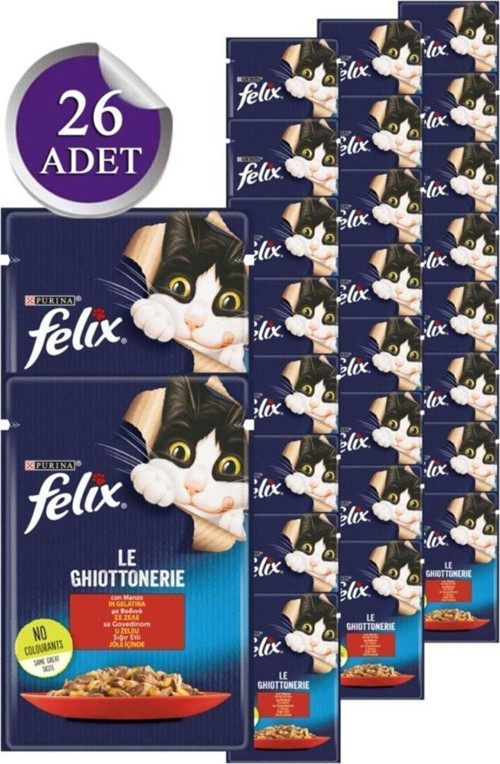 Sığır Etli 85 Gr. X 26 Adet Yaş Kedi Maması (yeni Paket)