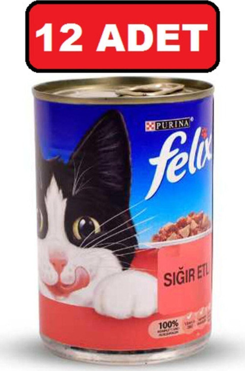 Sığır Etli Kedi Islak Maması 400 Gr X 12 Adet Yaş Mama Konserve