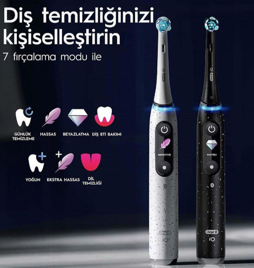 İo 10 2li PREMİUM SEVGİLİ SERİSİ io sense akıllı şarjlı diş fırçası stardust beyaz&kozmik siyah
