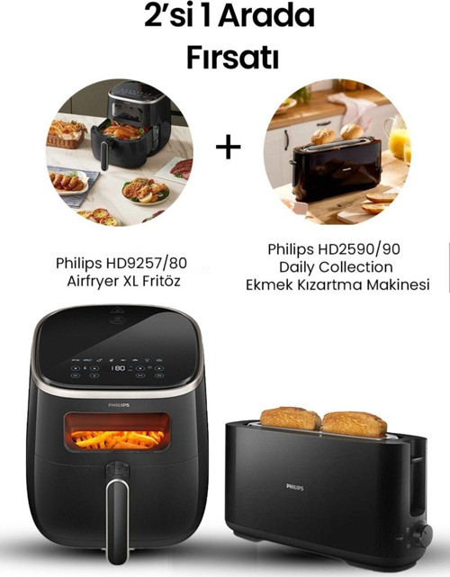 Airfryer HD9257/80 Airfryer XL Fritöz (HD2590/90 Ekmek Kızartma Makinesi Hediyeli)