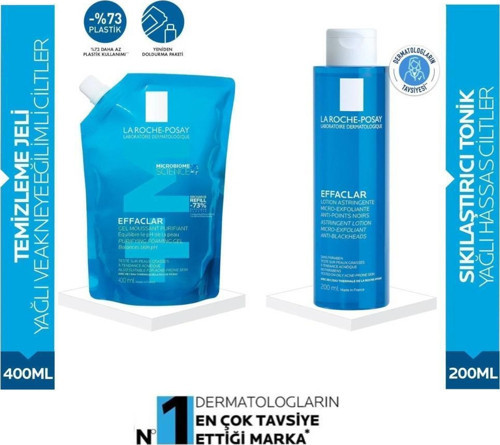 La Roche Posay Effaclar Gel Yeniden Dolum Paket 400 Ml + Gözenek Sıkılaştırıcı Tonic 200 Ml
