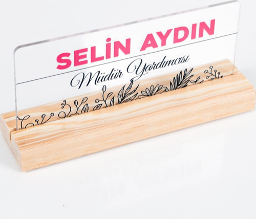 Roza Doğal Ahşap Stand Akrilik Masa İsimliği Anneler Günü Hediyesi Kadınlara Özel İsimlik